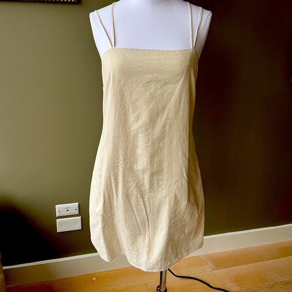 Cream linen mini shift dress - Picture 1 of 5